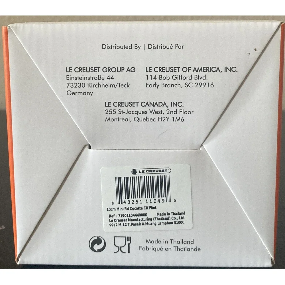 Le Creuset Stoneware Mini Round Cocotte - 8oz -‎ Flint Gray - Brand New